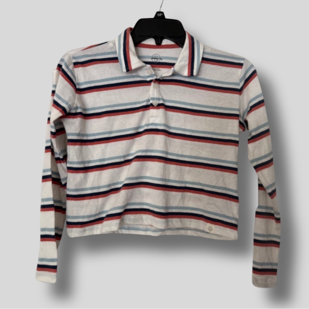 NWT Treasure & Bond Girls' Polo Shirt - Red, Blue, White Stripes